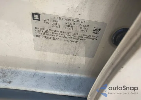 2014 Chevrolet Malibu 2Lt из США, поврежденный, VIN 1G11E5SL8EF180285